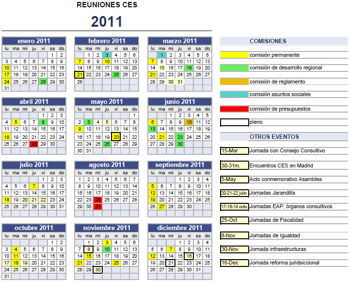 Calendario de sesiones 2010
